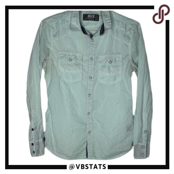 BKE Seafoam Green Long Sleeve Button Down Small Tailored Fit Shirt - Picture 1 of 5